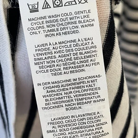 J Crew Tissue Turtleneck XS White Black Stripe Preppy Classic Basic Capsule - Picture 5 of 6